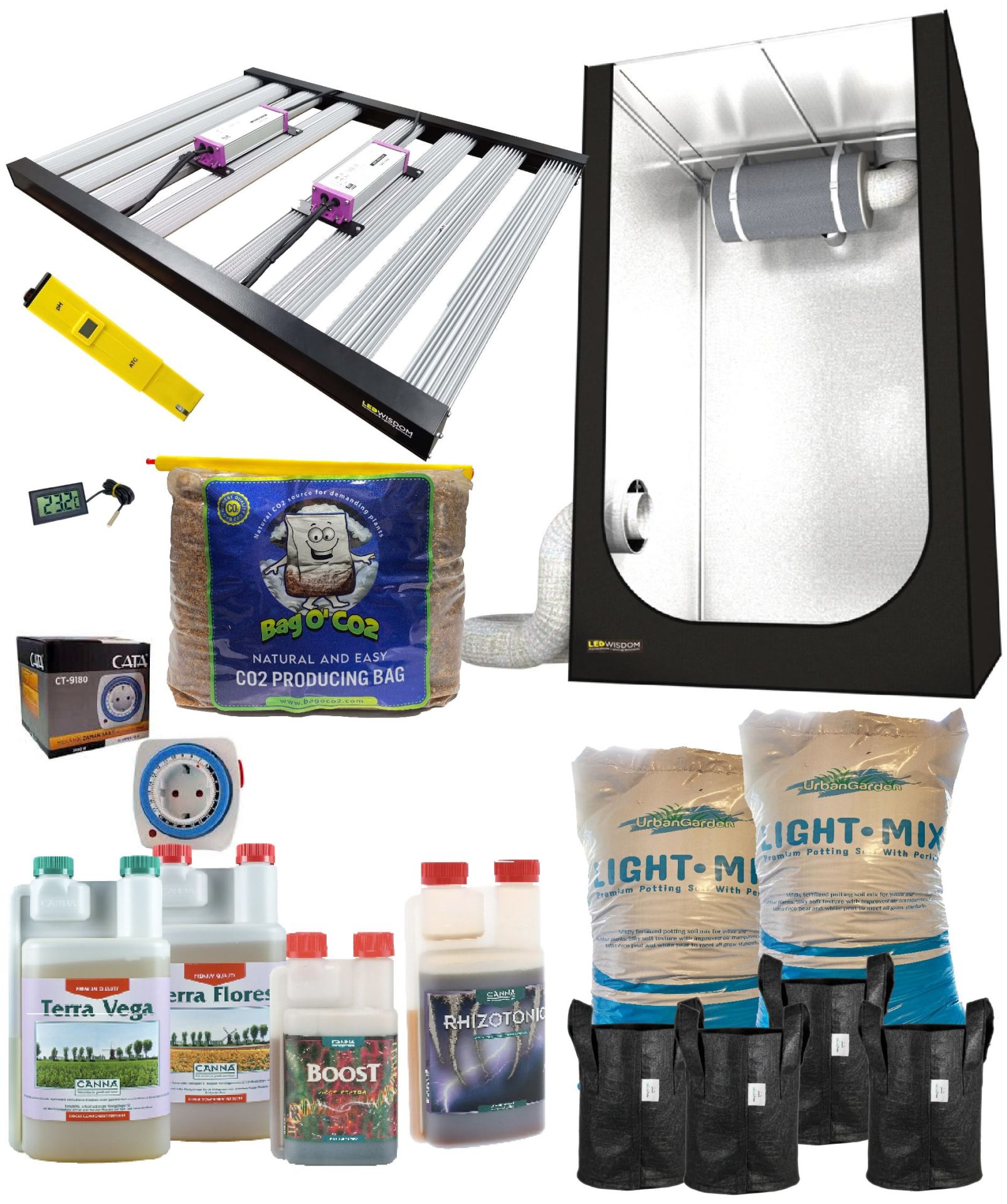 Grow Shop 480W Hazır Kabin Seti (LED - Mineral)