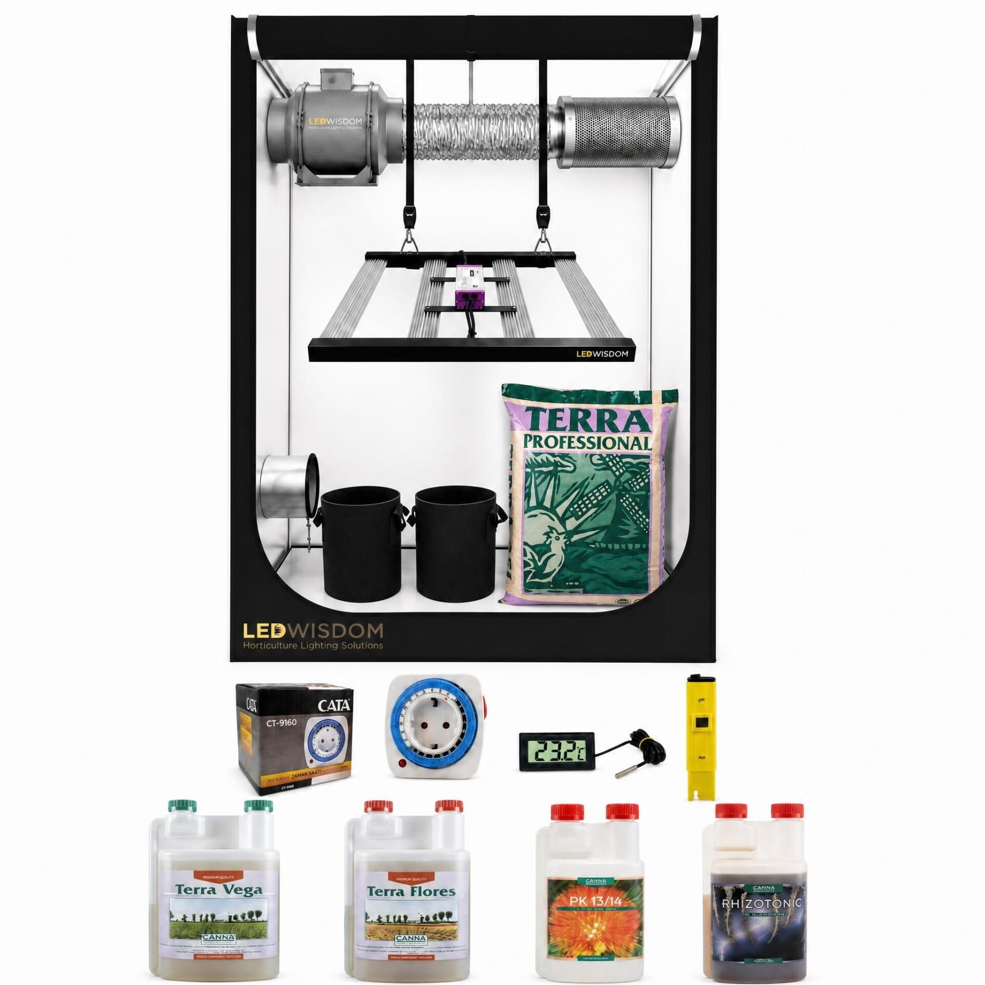 Grow Shop 240W Hazır Kabin Seti (LED - Mineral)