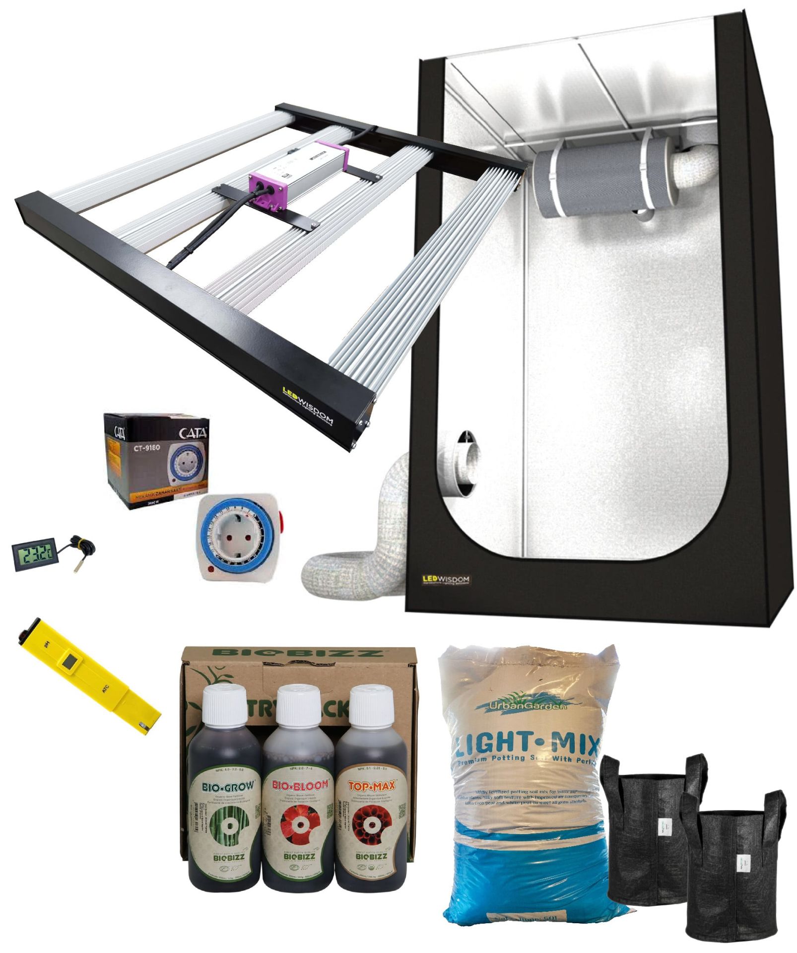 Grow Shop 240W Hazır Kabin Seti (LED - Organik)