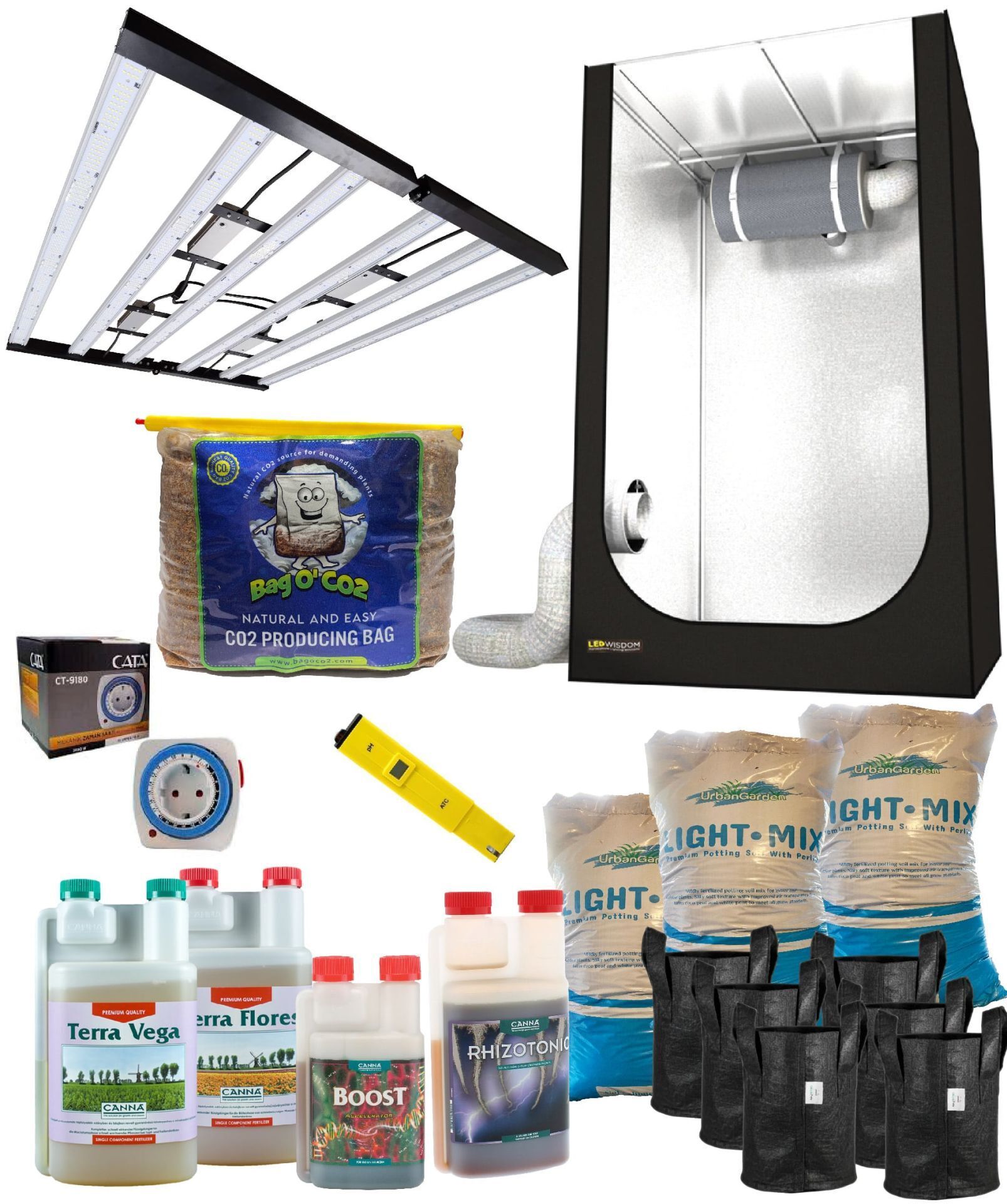 Grow Shop 1400W Hazır Kabin Seti (LED - Mineral)